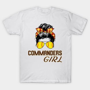 Commanders Girl Messy Bun T-Shirt